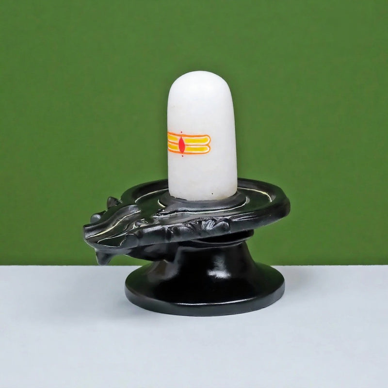 AONA Shivling In Pure Black Marble Sculpture