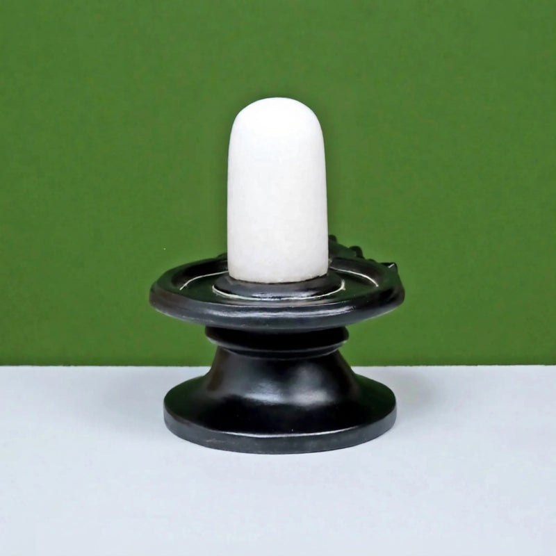 Shivling In Pure Black Marble Sculpture (Height 7 Inches)