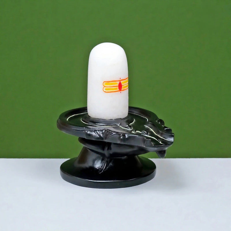 Shivling In Pure Black Marble Sculpture (Height 7 Inches)