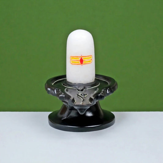 Shivling In Pure Black Marble Sculpture (Height 7 Inches)