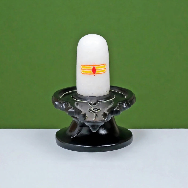 Shivling In Pure Black Marble Sculpture (Height 7 Inches)