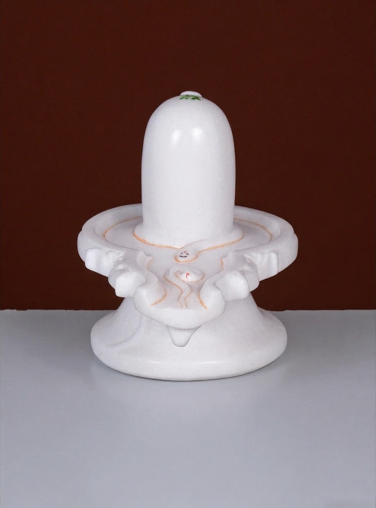 Marble Shiv Lingam Sculpture (Height 9 Inches)