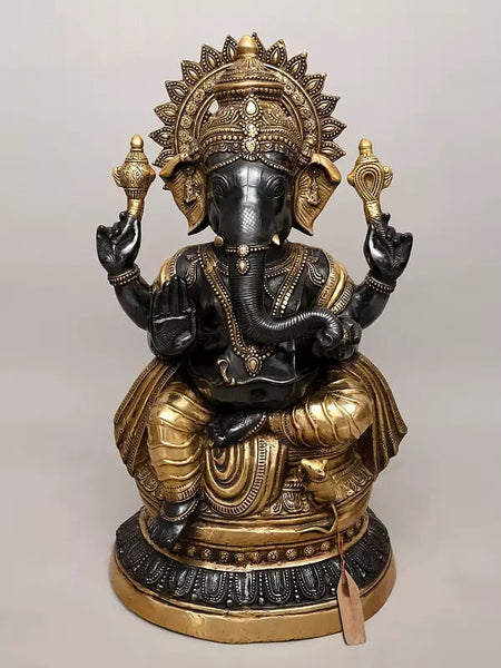 Brass Large Size Ganesha Sculpture (Height 35 Inches)