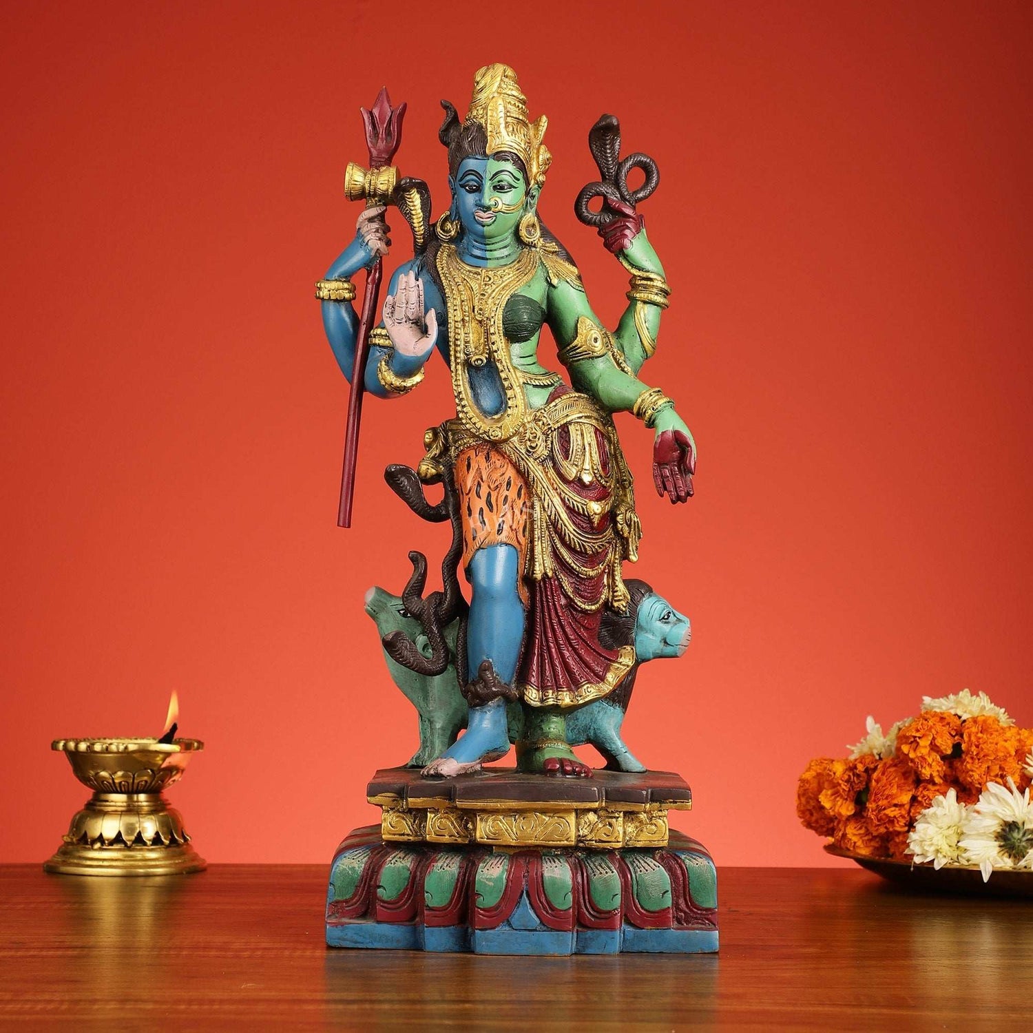 Brass Ardhanarishwara Murti Height: 19 Inch