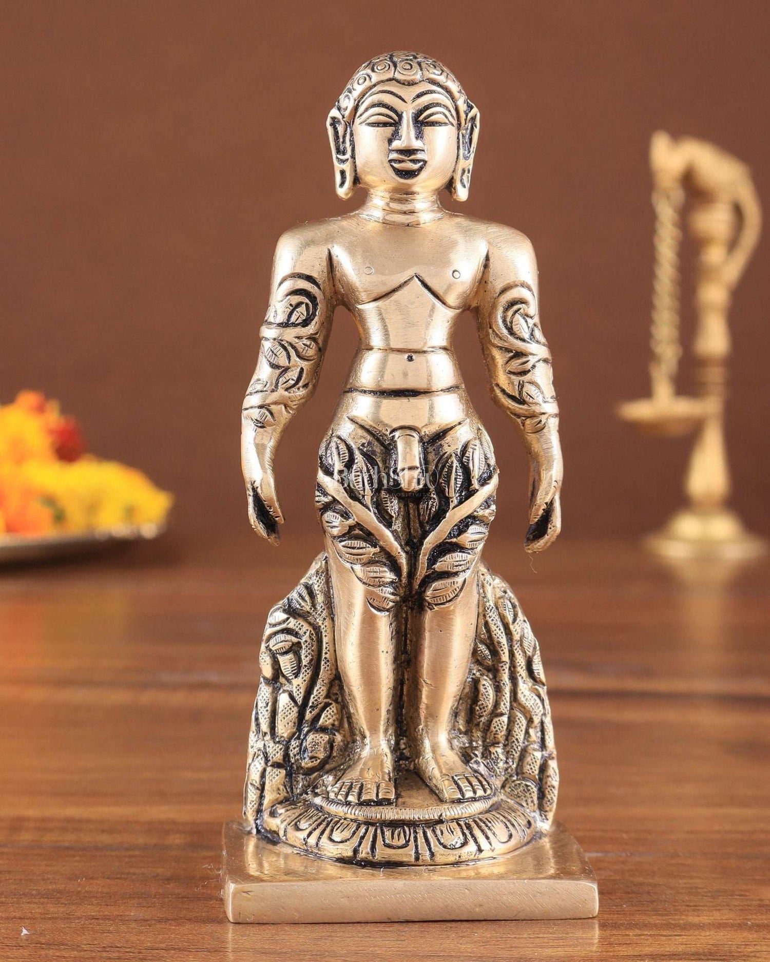 Brass gommateshwara bahubali Jain God Standing Statue Height: 6 inches)