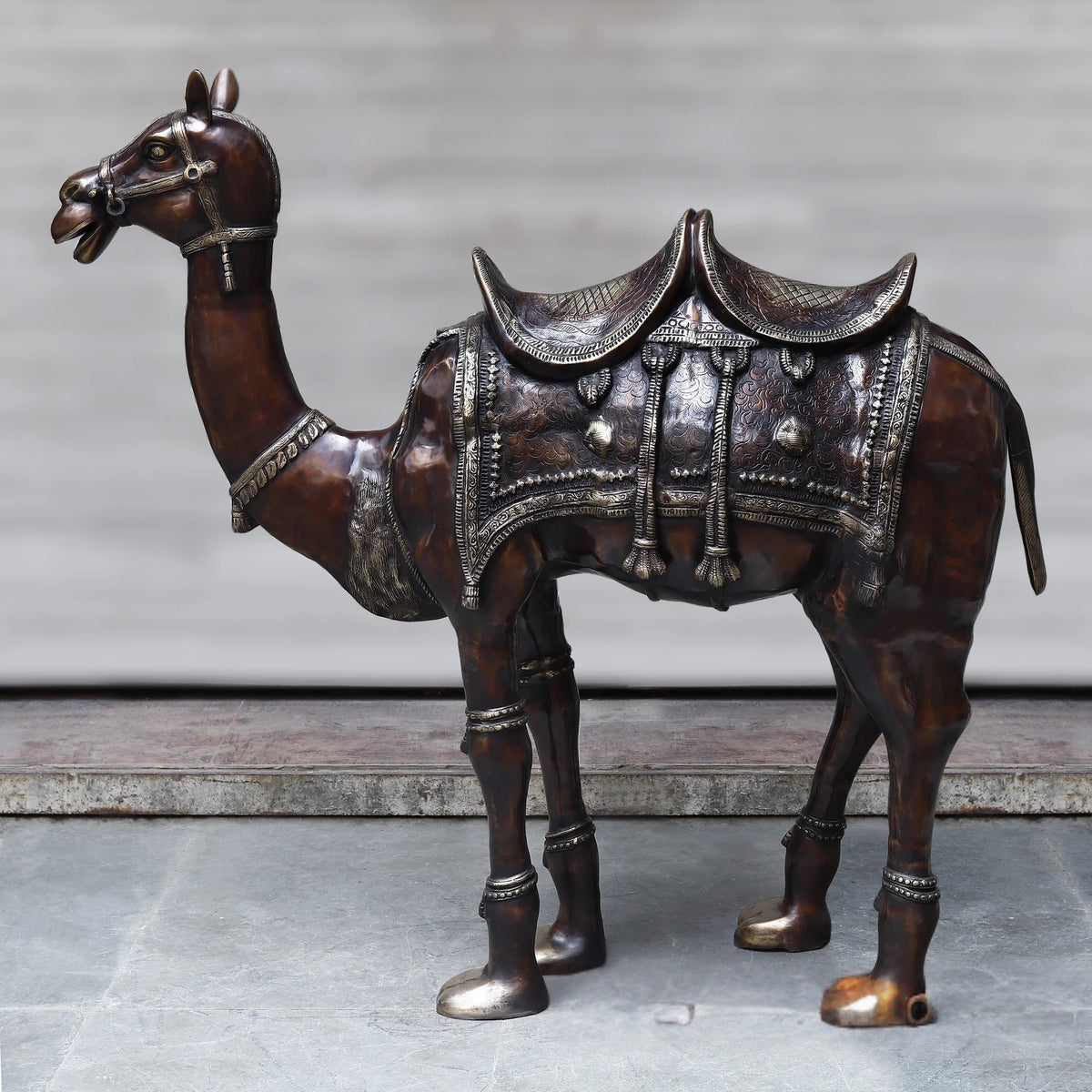 Brass Camel Copper Finish Sculpture (Height :49 Inches)
