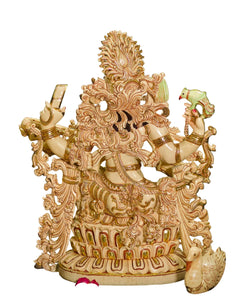 Marble Dust Maa Saraswati Idol – Large Goddess of Knowledge Statue for Home Temple, School, Music Room & Spiritual Décor (Height: 36 Inches)