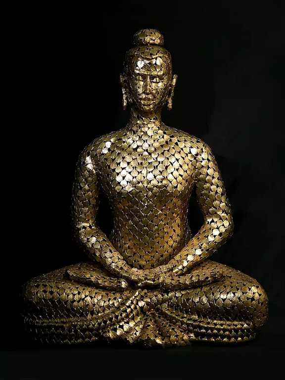 AONA Superfine Brass Beautiful Buddha artwork made of leaves Sculpture