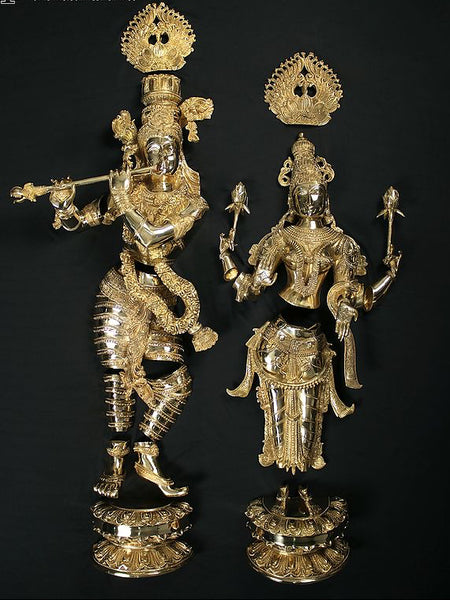 Brass Radha Krishna Wall Hanging Idol (Height :54 Inches)