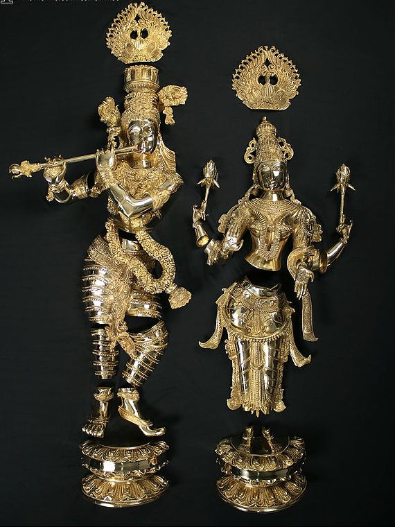 Brass Radha Krishna Wall Hanging Idol (Height :54 Inches)