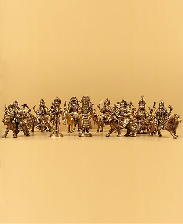 Brass Nine Navadurga Idol (Height :9.25 Inches)