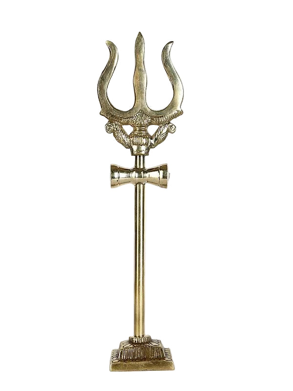 Handcrafted Brass Trishul of Lord Shiva (Height: 9 Inches)