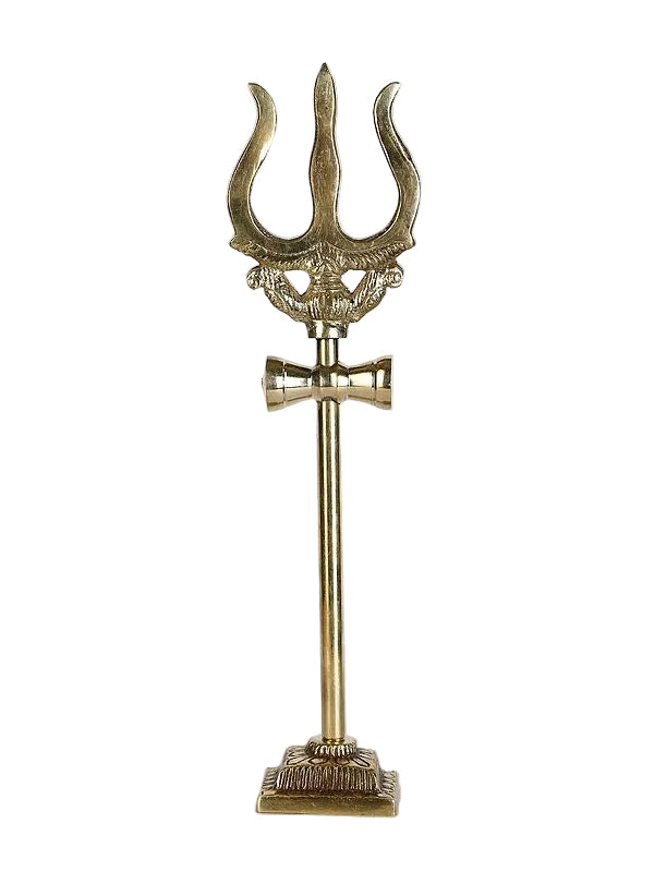 Handcrafted Brass Trishul of Lord Shiva (Height: 9 Inches)
