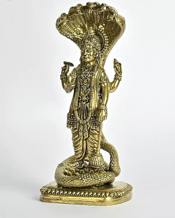 Superfine Brass Standing Lord Vishnu Idol (Height :6 Inches) Study Setting