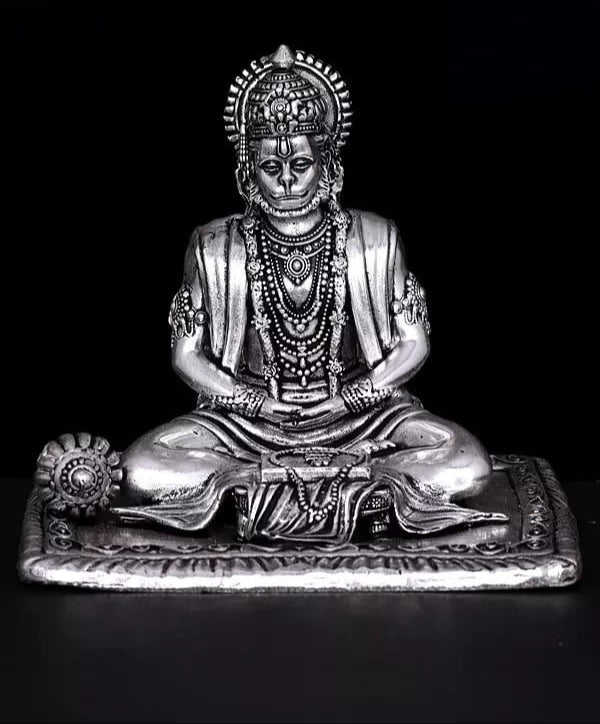 AONA Superfine Brass Silver Shri Ram Bhakt Hanumanji Idol 