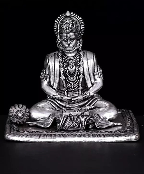 AONA Superfine Brass Silver Shri Ram Bhakt Hanumanji Idol 
