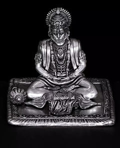 Brass-silver Hanumanji statue, chest jewelry and engraved base paneling