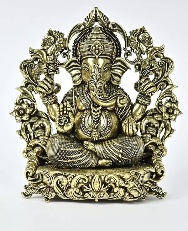 Small Superfine Brass Lakshmi Ganesha Saraswati Statues (Height : 10 cm)