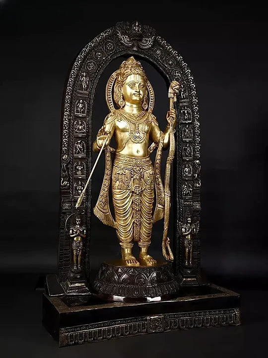 Brass Large Ram Lalla Statue (Height: 53 Inches) Study Setting