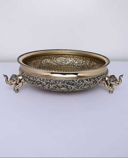 Superfine Brass Elephant Design Urli (Height :14 Inches)