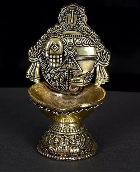 Superfine Brass Tirupati Balaji Conch Diya (Height :4 Inches)