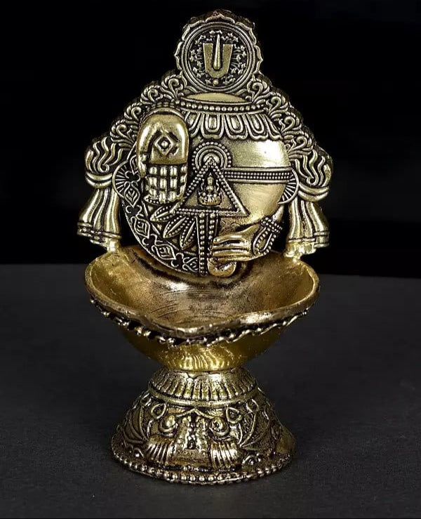 Superfine Brass Tirupati Balaji Conch Diya (Height :4 Inches)