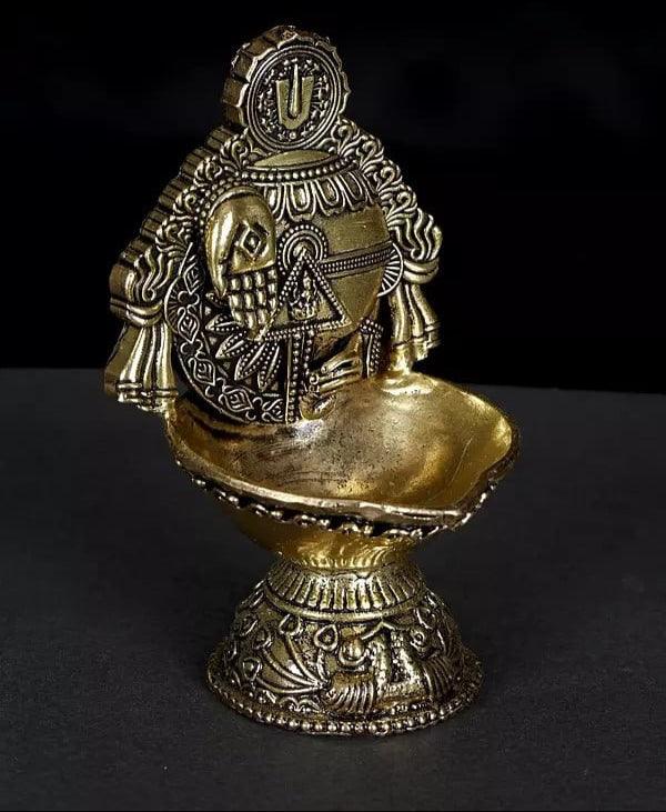 Superfine Brass Tirupati Balaji Conch Diya (Height :4 Inches) Study Setting