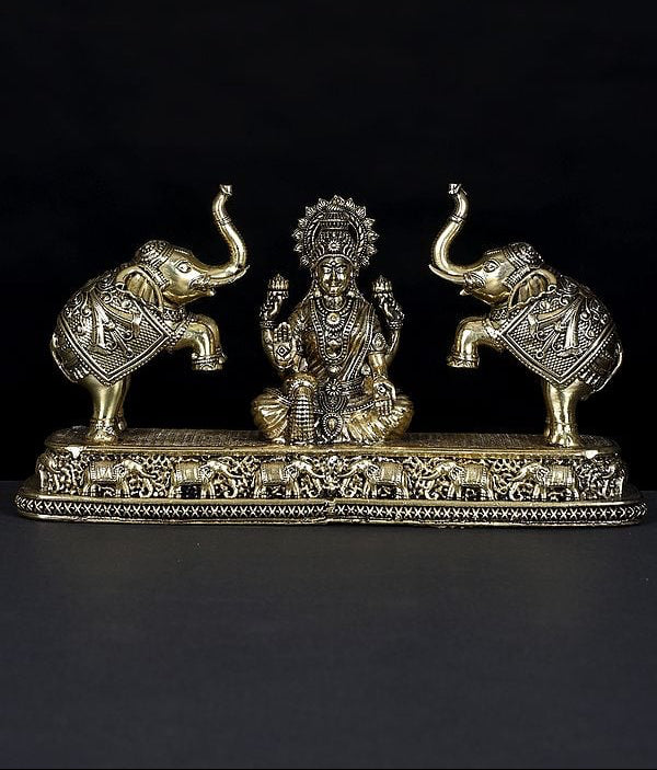 AONA Superfine Brass Goddess Gajalakshmi Idol 