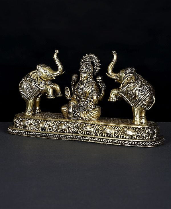 Superfine Brass Goddess Gajalakshmi Idol (Height :8 Inches)