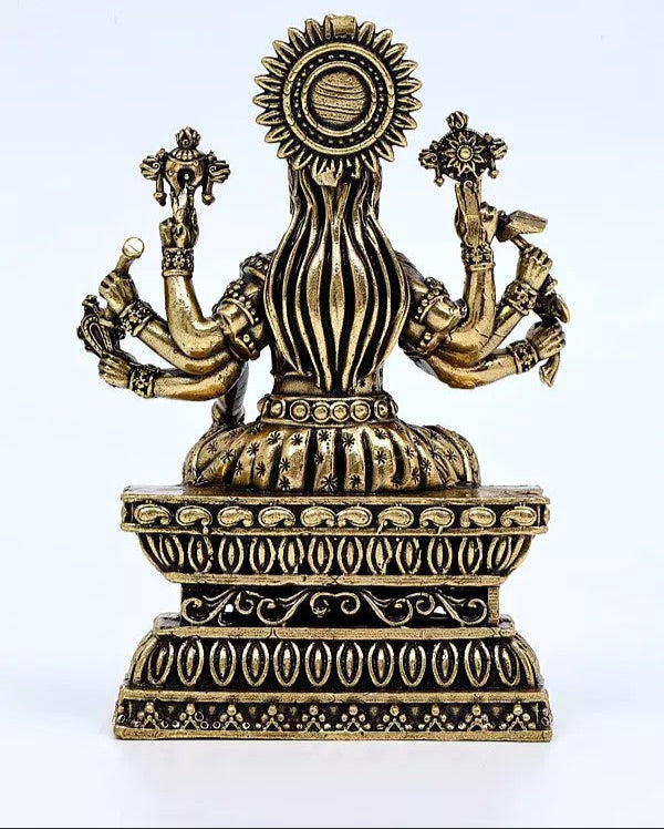 Superfine Brass Eight Armed Sitting Goddess Varahi Idol (Height :4 Inches)