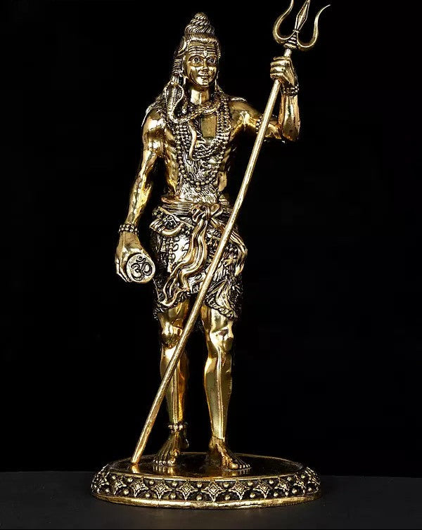Superfine Brass Standing Lord Shiva Idol (Height :11 Inches)