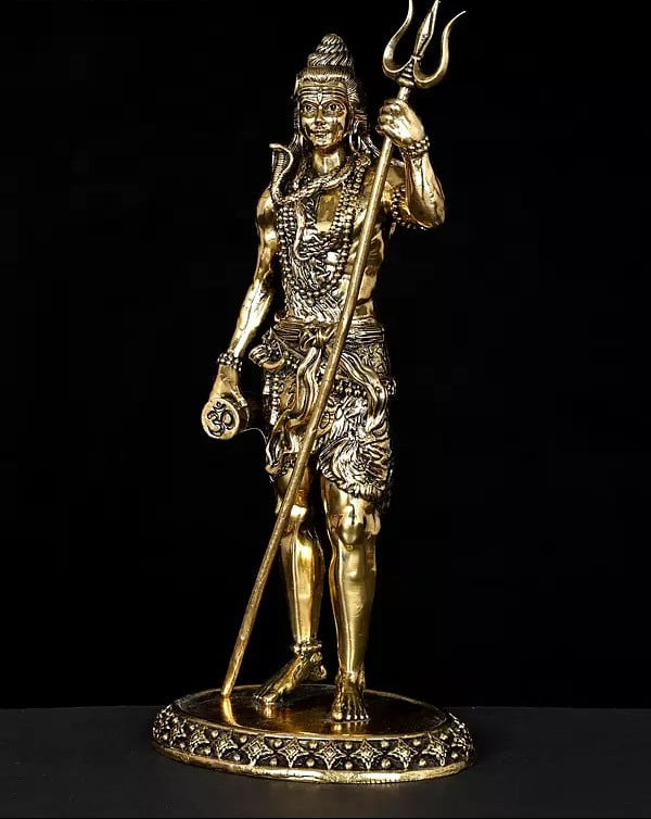 Superfine Brass Standing Lord Shiva Idol (Height :11 Inches)