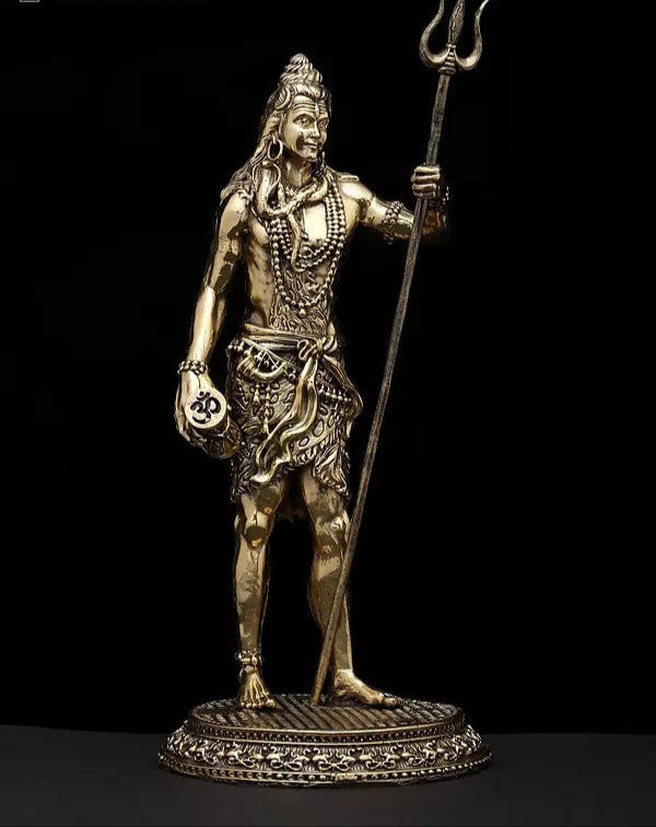AONA Superfine Brass Standing Lord Shiva Idol