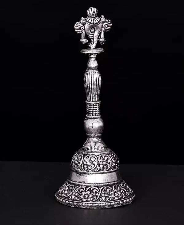 Superfine Conch Bell in Brass with Silver Plating (Height :4.3 Inches) Study Setting