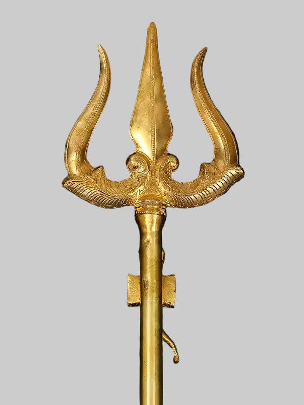 ￼Brass Large Lord Shiva's Trishul (Height: 69 Inches) Entryway Setting