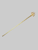 Brass trishul spear with pointed top ornament and long slender shaft
