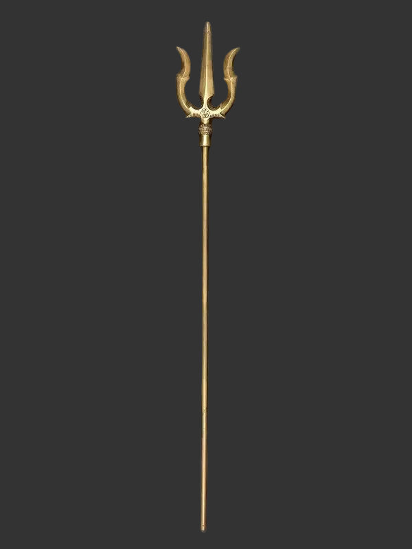 Handcrafted Brass Trishul of Lord Shiva (Height: 36 Inches)