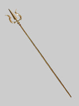 Brass trishul staff with small trident ornament at the top