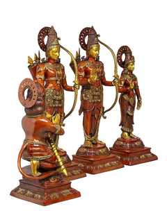 Large Shri Ram Darbar Brass Statue Set of Four | Exquisite Handcrafted Hindu Deity Sculptures for Temple, Home & Spiritual Decor (Height:40 Inches)