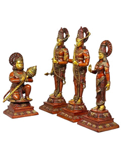 Large Shri Ram Darbar Brass Statue Set of Four | Exquisite Handcrafted Hindu Deity Sculptures for Temple, Home & Spiritual Decor (Height:40 Inches)