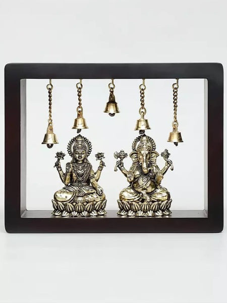 Brass Superfine Sitting Lakshmi - Ganesha Wall hanging (Height :9 Inches)