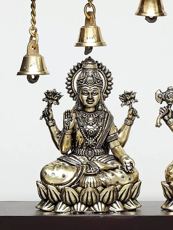 Brass Superfine Sitting Lakshmi - Ganesha Wall hanging (Height :9 Inches)
