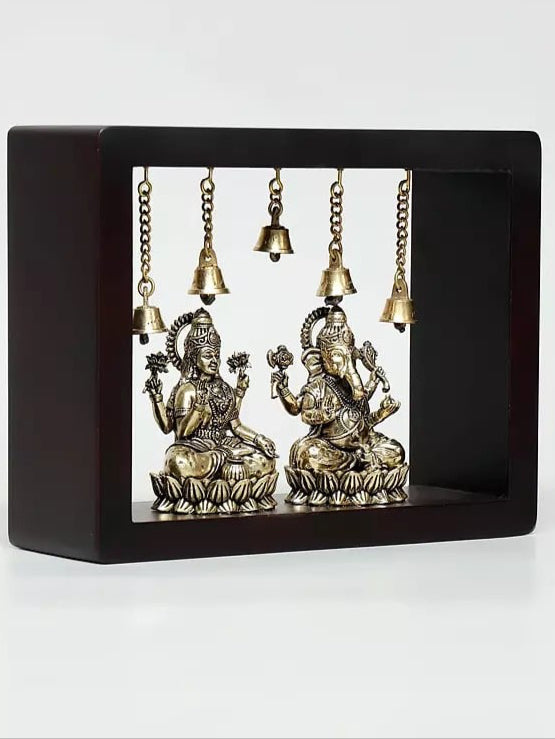 Brass Superfine Sitting Lakshmi - Ganesha Wall hanging (Height :9 Inches)