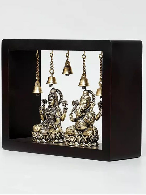Brass Superfine Sitting Lakshmi - Ganesha Wall hanging (Height :9 Inches)