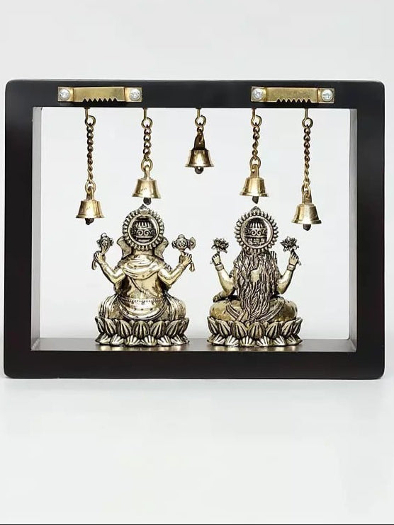 Brass Superfine Sitting Lakshmi - Ganesha Wall hanging (Height :9 Inches)