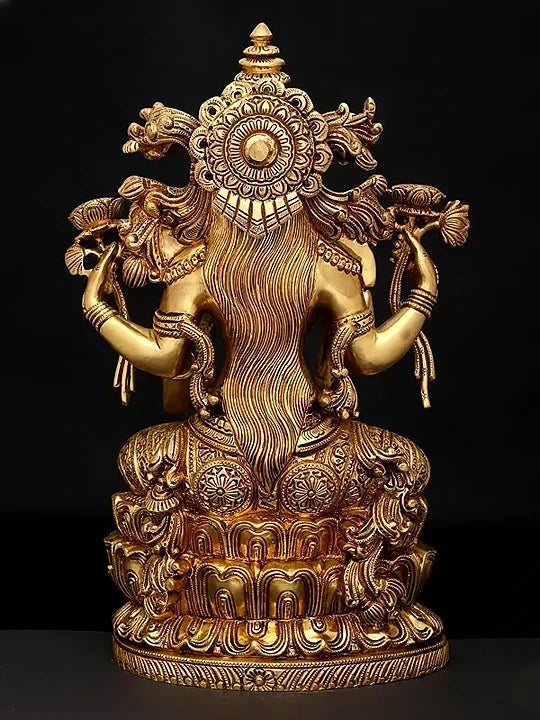 Brass Goddess Lakshmi Statue (Height 15 Inches)