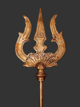 Large copper trishul head with three curved prongs and pointed center