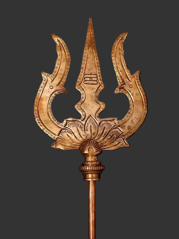 Large Copper Trishul of Lord Shiva (Height: 60 Inches) Craft Detail