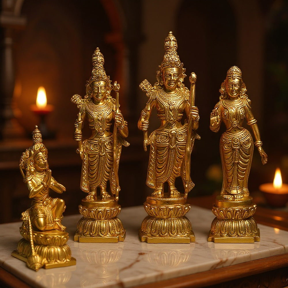 Premium Brass Ram Darbar Idol Best Religious Decor (Height 12 inches)