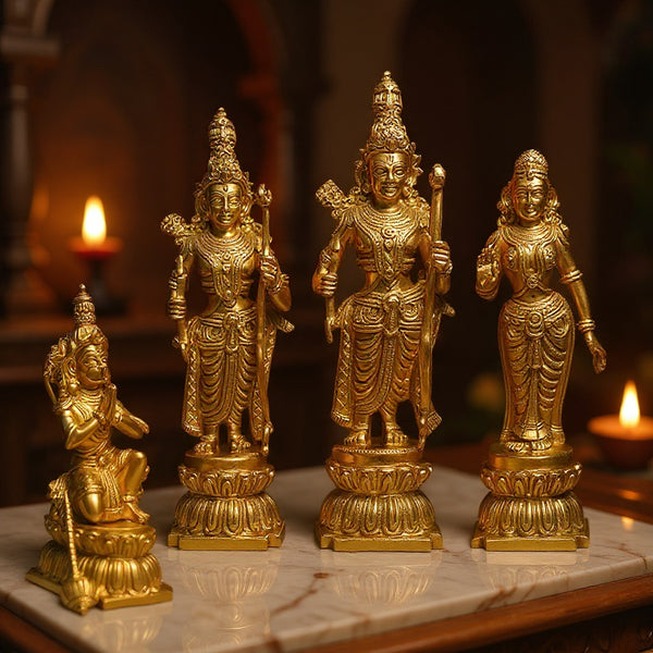 Premium Brass Ram Darbar Idol Best Religious Decor (Height 12 inches)
